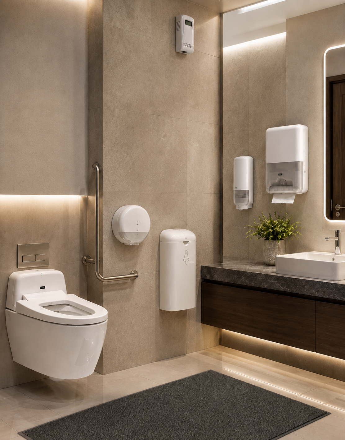 Dispenser professionali coordinati in area bagno