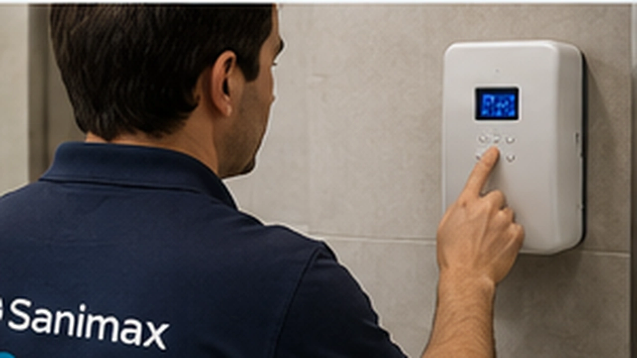 Operatore Sanimax mentre programma orari e intensità del diffusore